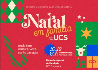 Natal em Família da UCS terá músicas, encenações e chegada do Papai Noel no sábado, 10, com apoio cultural da Unimed Nordeste-RS